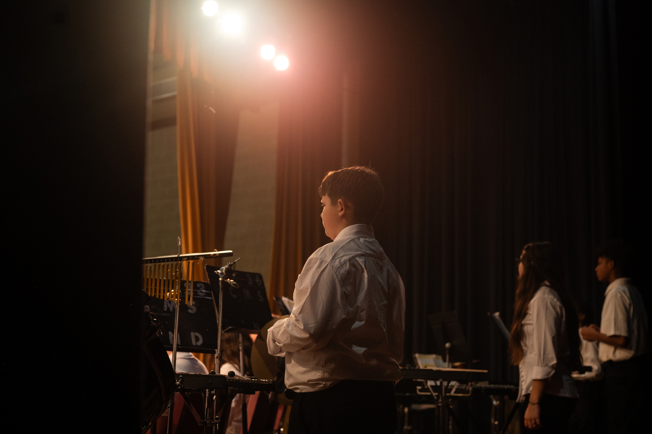 Before the curtain rises at the holiday band concert